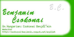 benjamin csokonai business card